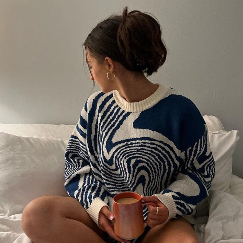 Aesthetic Harajuku Swirl Vintage Knitted Sweater